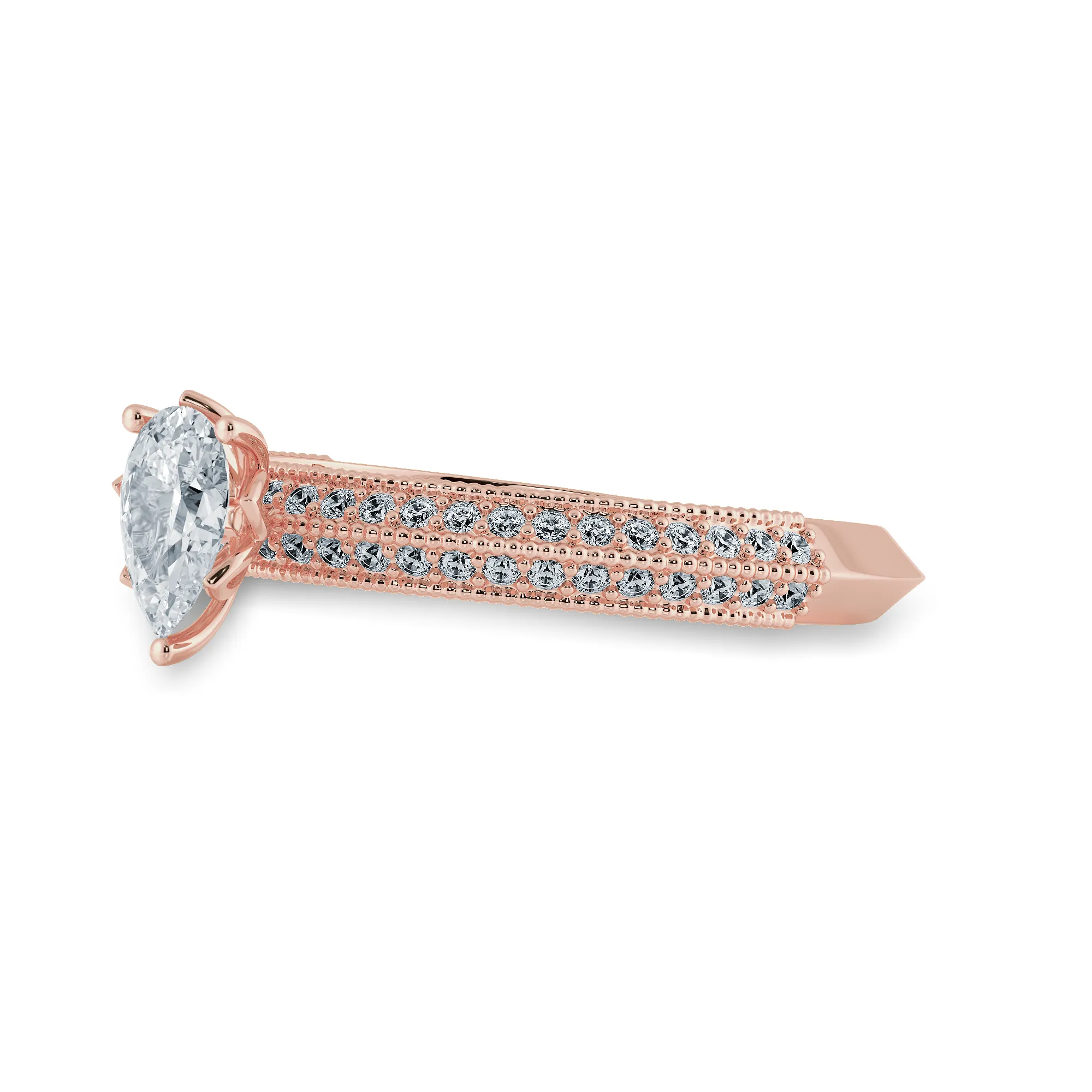 0.30cts. Pear Cut Solitaire Diamond Split Shank 18K Rose Gold Ring JL AU 1191R
