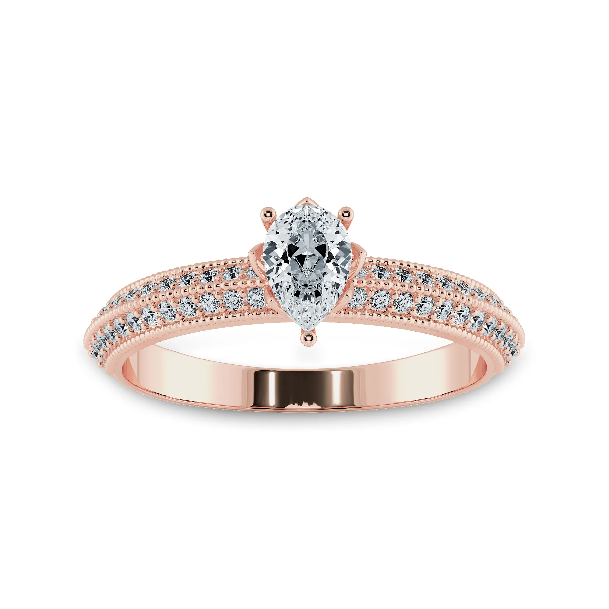 0.30cts. Pear Cut Solitaire Diamond Split Shank 18K Rose Gold Ring JL AU 1191R
