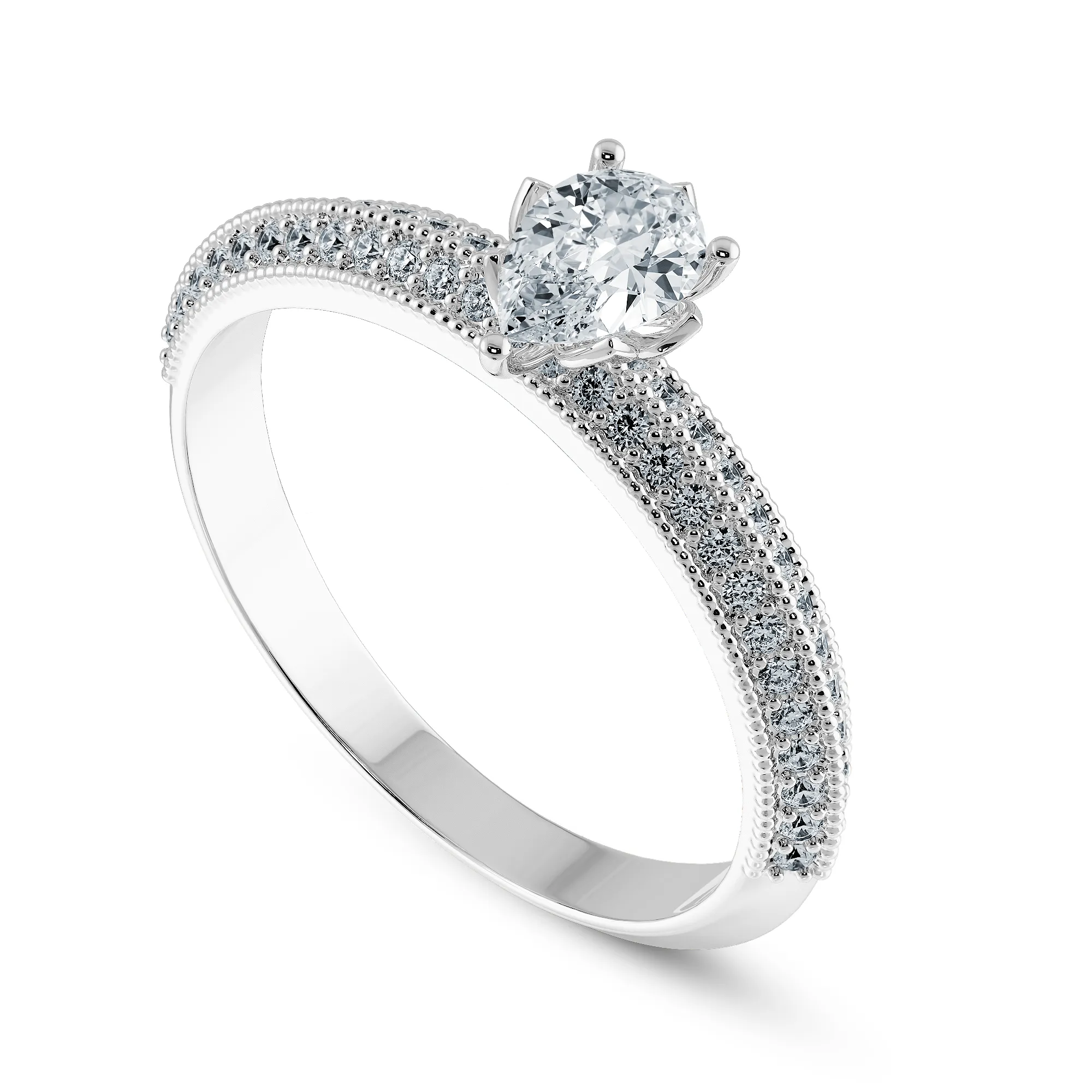 0.30cts Pear Cut Solitaire Diamond Split Shank Platinum Ring JL PT 1191