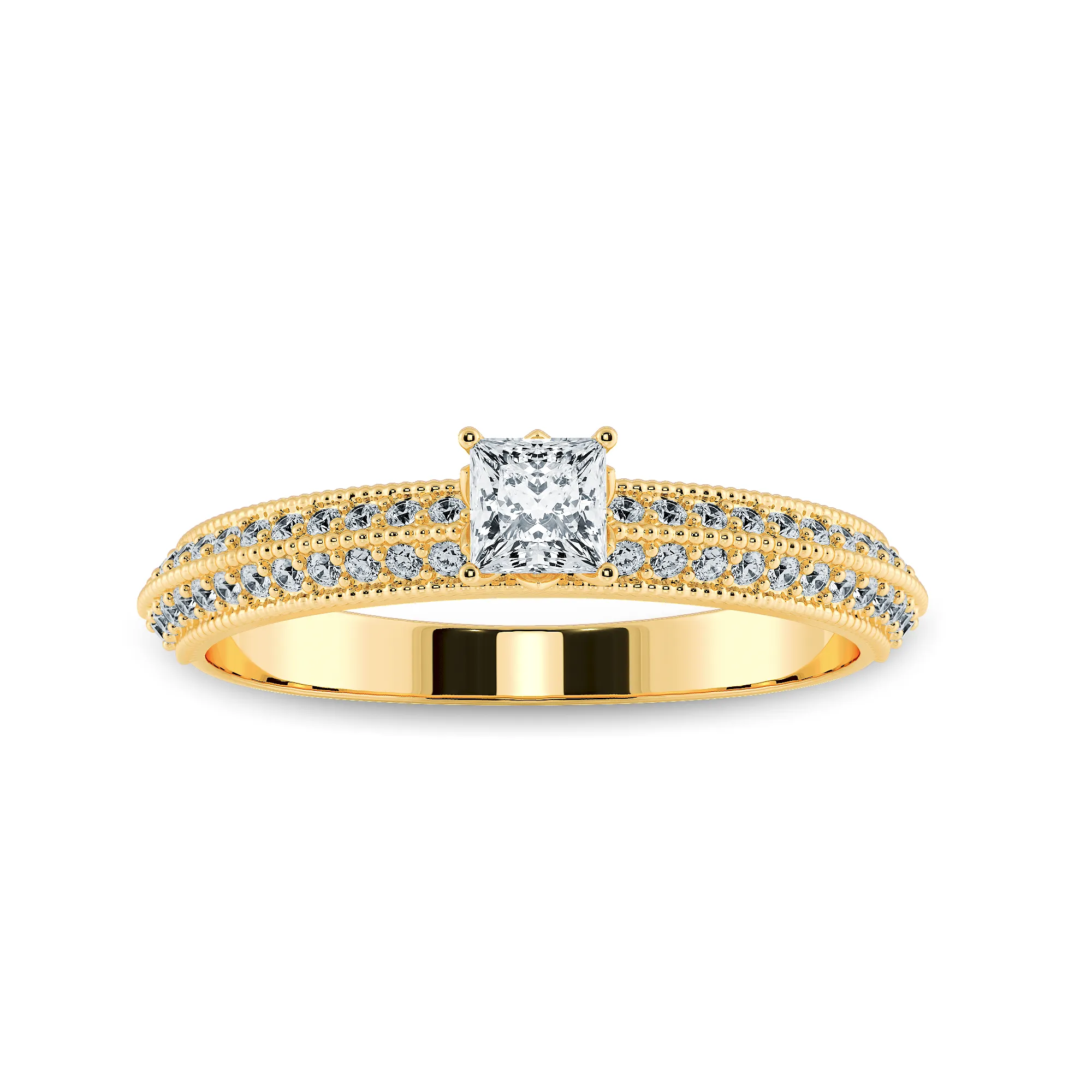 0.30cts. Princess Cut Solitaire Diamond Split Shank 18K Yellow Gold Ring JL AU 1186Y