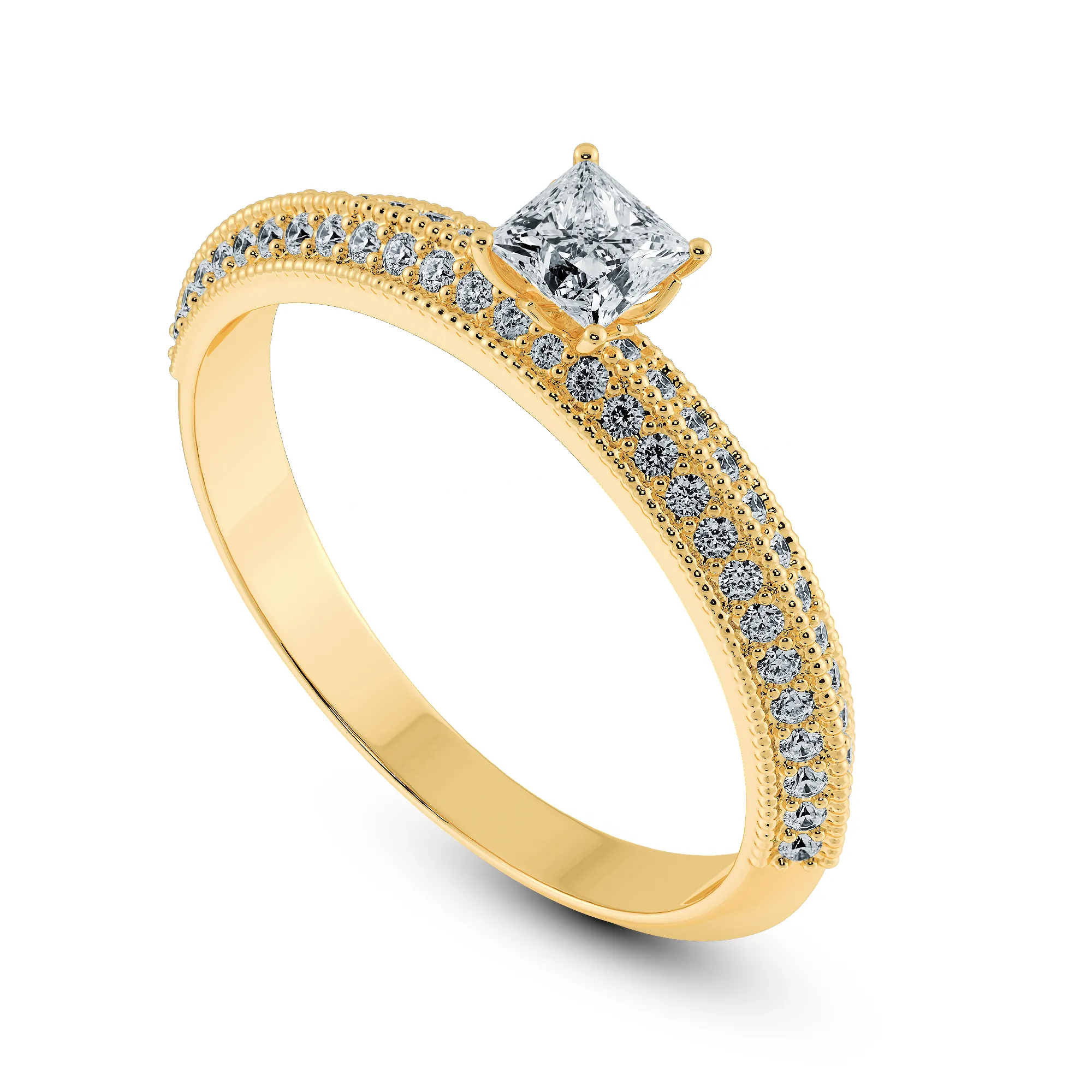 0.30cts. Princess Cut Solitaire Diamond Split Shank 18K Yellow Gold Ring JL AU 1186Y