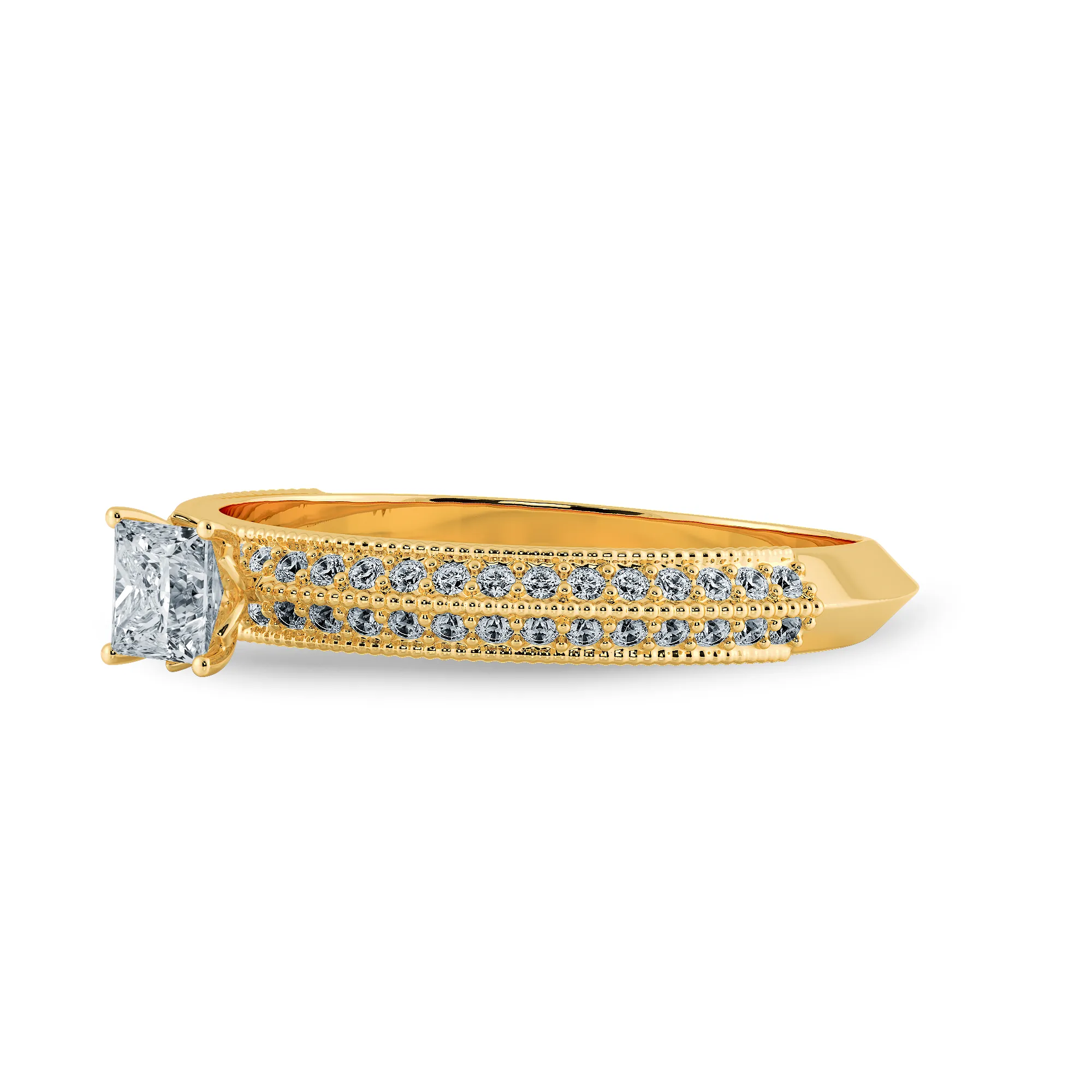 0.30cts. Princess Cut Solitaire Diamond Split Shank 18K Yellow Gold Ring JL AU 1186Y