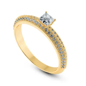 0.30cts. Princess Cut Solitaire Diamond Split Shank 18K Yellow Gold Ring JL AU 1186Y
