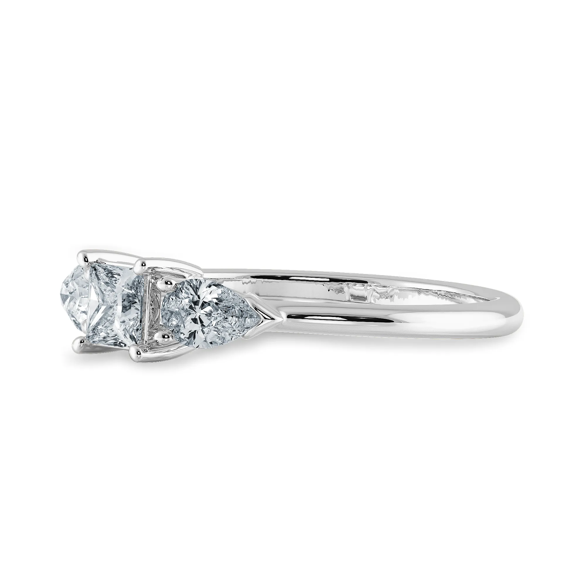 0.30cts Princess Cut Solitaire with Pear Cut Diamond Accents Shank Platinum Ring JL PT 2021