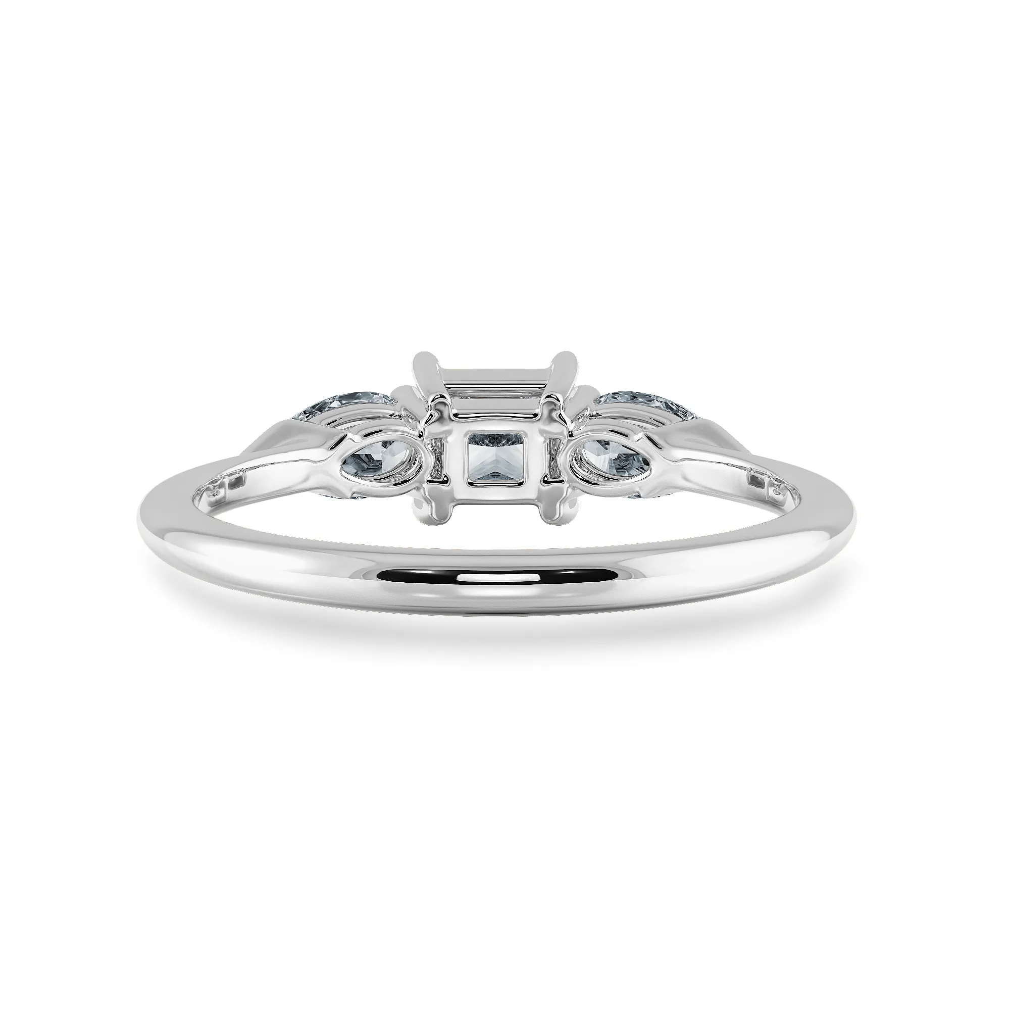 0.30cts Princess Cut Solitaire with Pear Cut Diamond Accents Shank Platinum Ring JL PT 2021