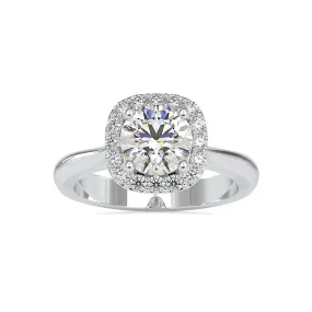 0.30cts. Solitaire Platinum Diamond Halo Engagement Ring JL PT 0101-B
