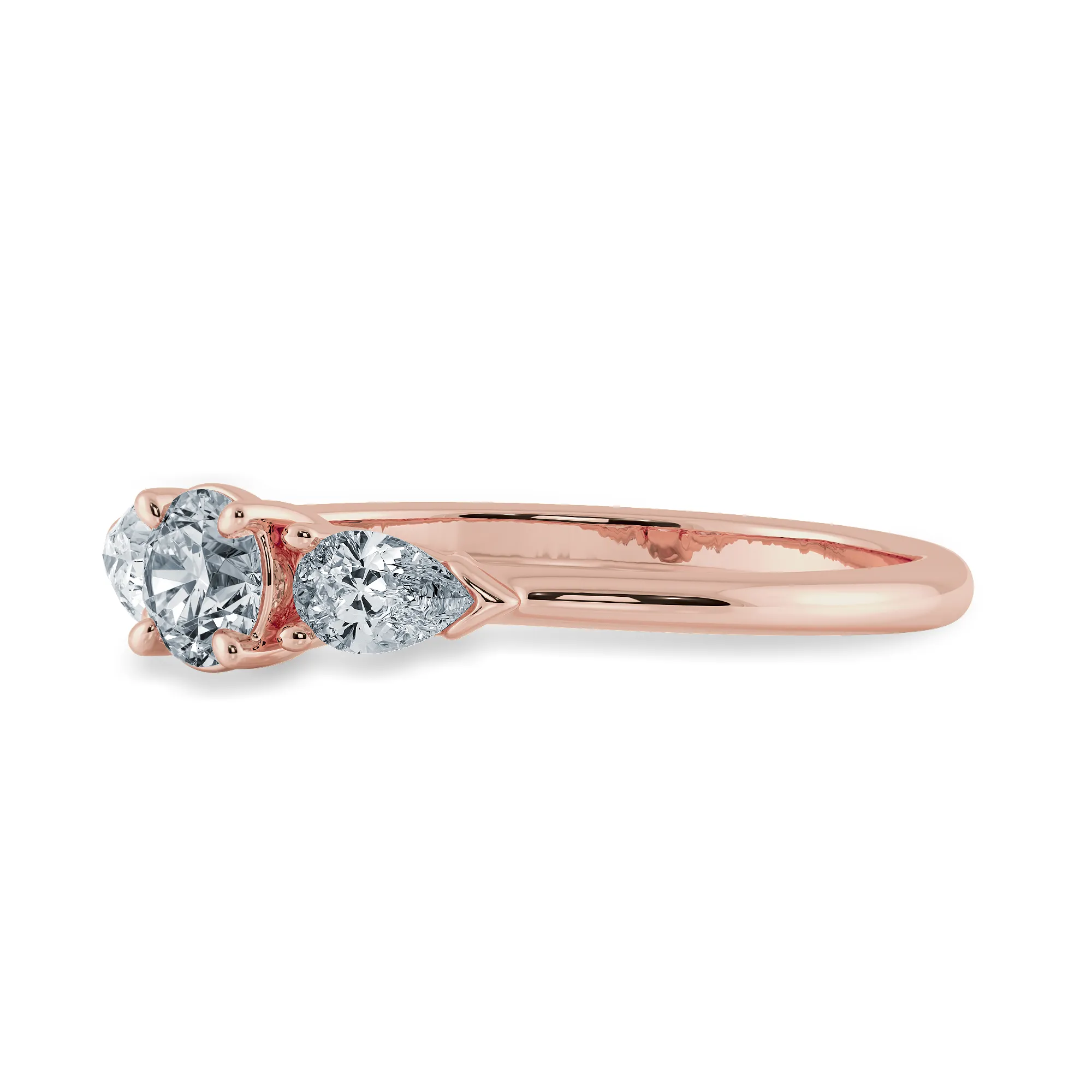 0.30cts. Solitaire with Pear Cut Diamond Accents 18K Rose Gold Ring JL AU 2020R