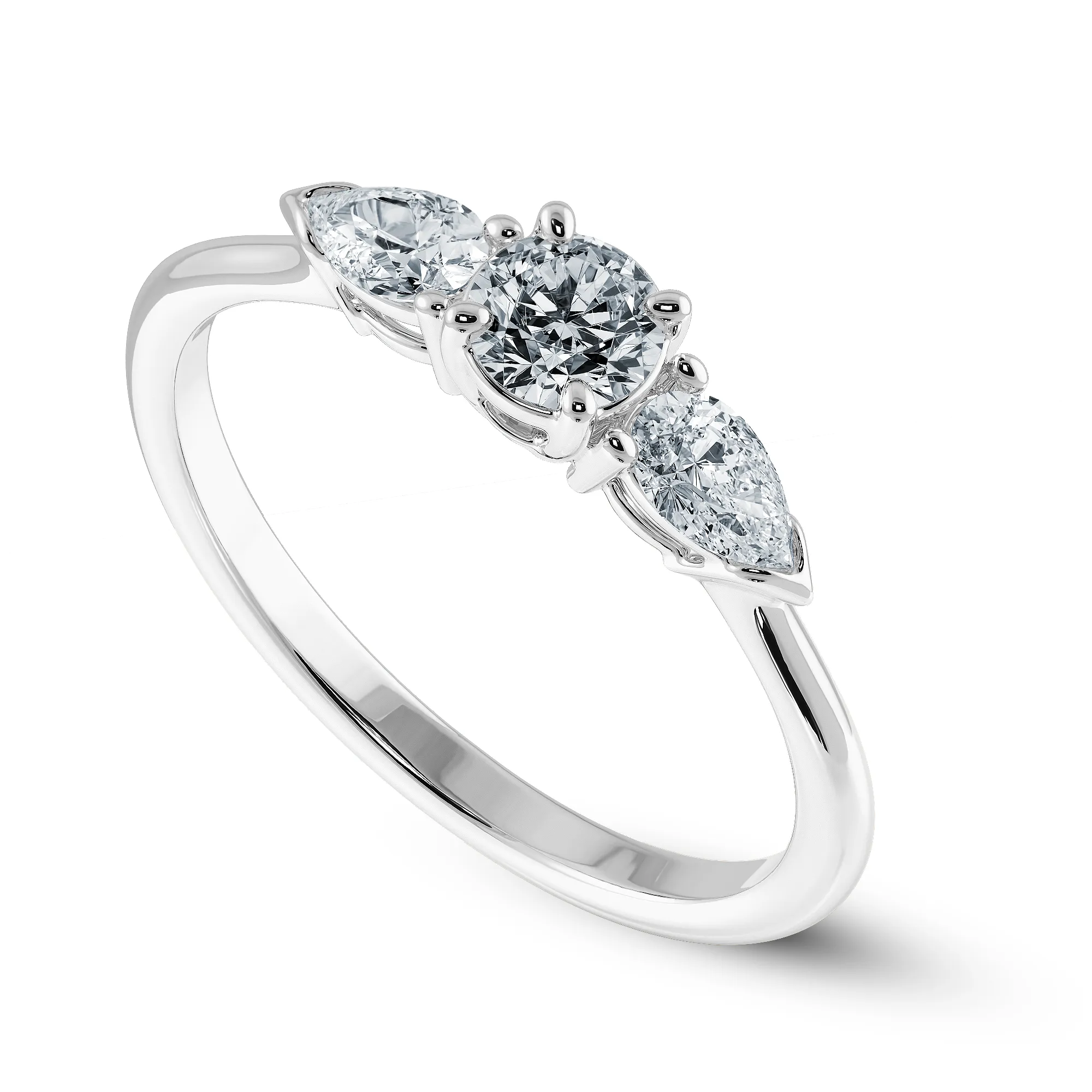 0.30cts Solitaire with Pear Cut Diamond Accents Platinum Ring JL PT 2020