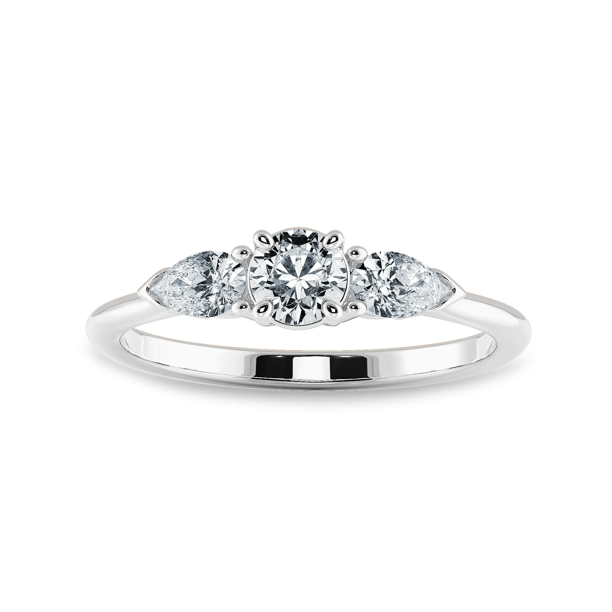 0.30cts Solitaire with Pear Cut Diamond Accents Platinum Ring JL PT 2020