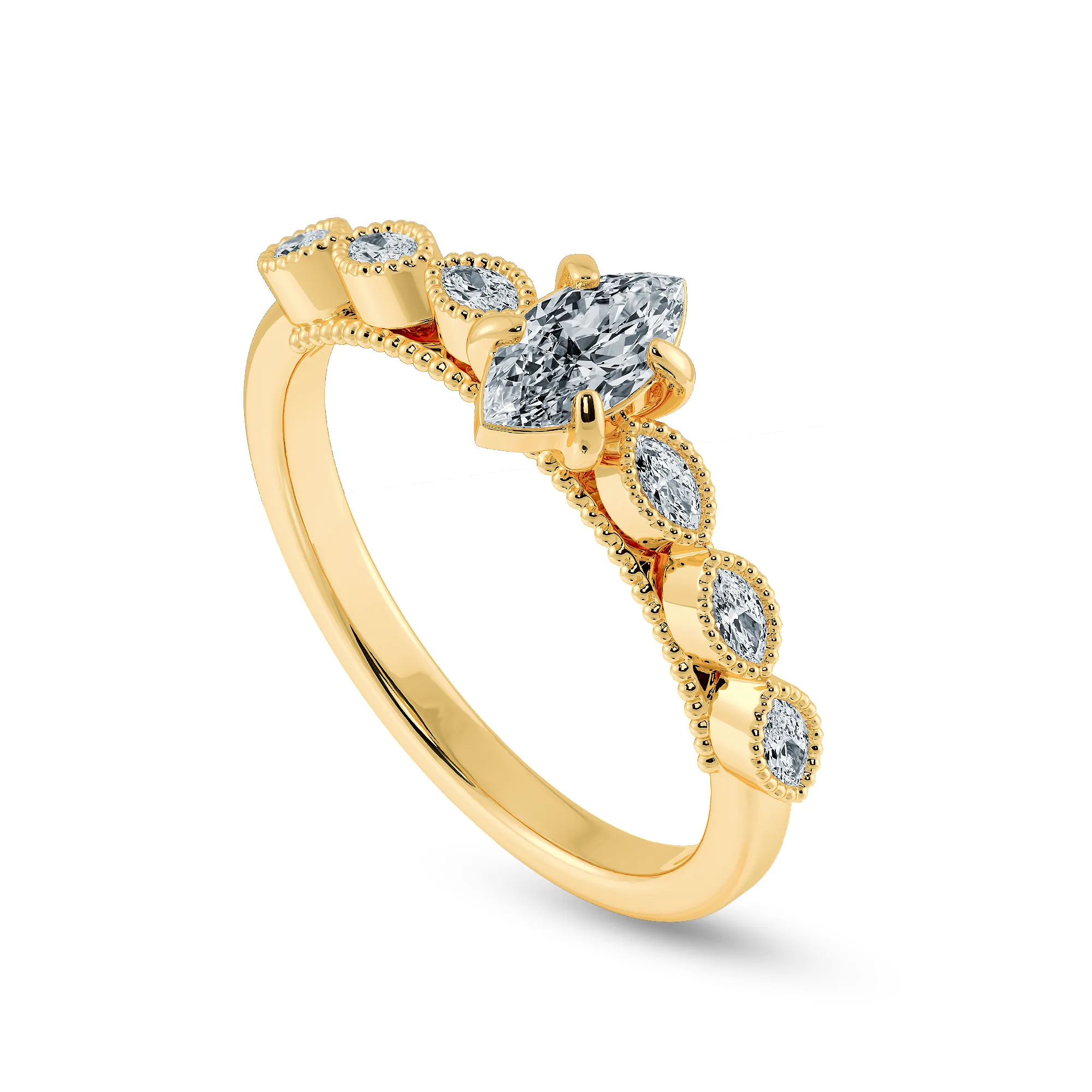 0.30ts. Marquise Cut Solitaire Diamond Accents 18K Yellow Gold Ring JL AU 2019Y