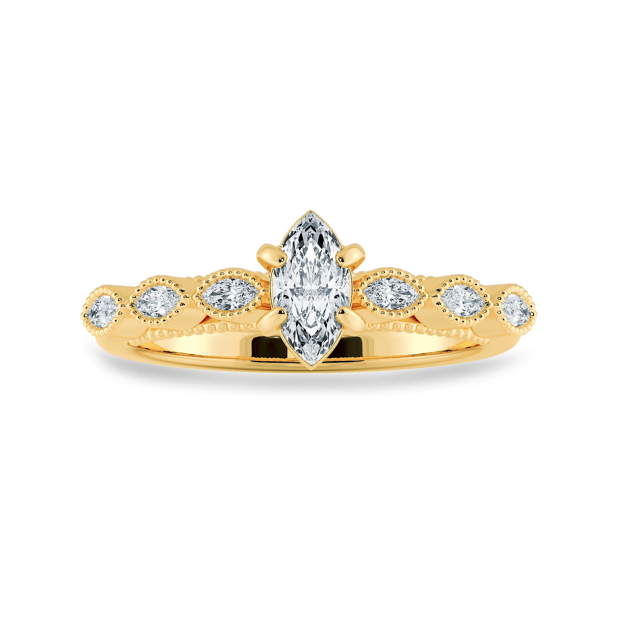 0.30ts. Marquise Cut Solitaire Diamond Accents 18K Yellow Gold Ring JL AU 2019Y