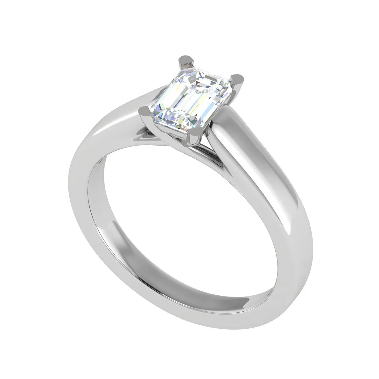 0.50 cts Emerald Cut Solitaire Diamond Platinum Ring JL PT RS EM 127-A