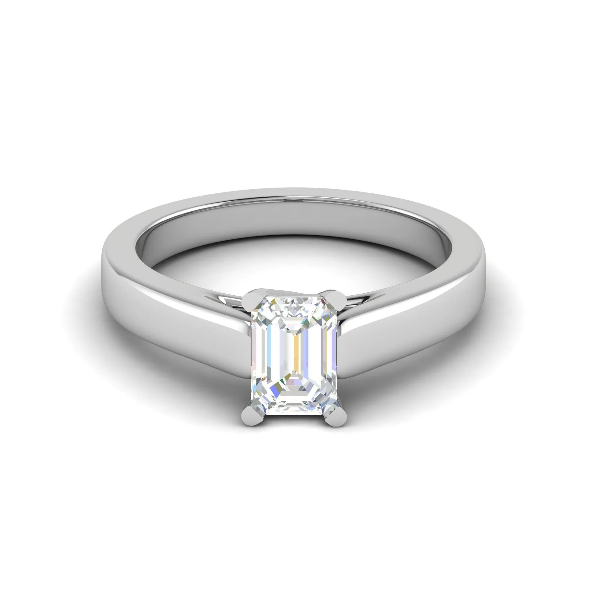 0.50 cts Emerald Cut Solitaire Diamond Platinum Ring JL PT RS EM 127-A