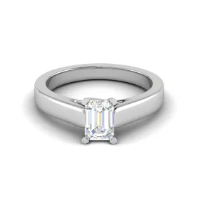 0.50 cts Emerald Cut Solitaire Diamond Platinum Ring JL PT RS EM 127-A