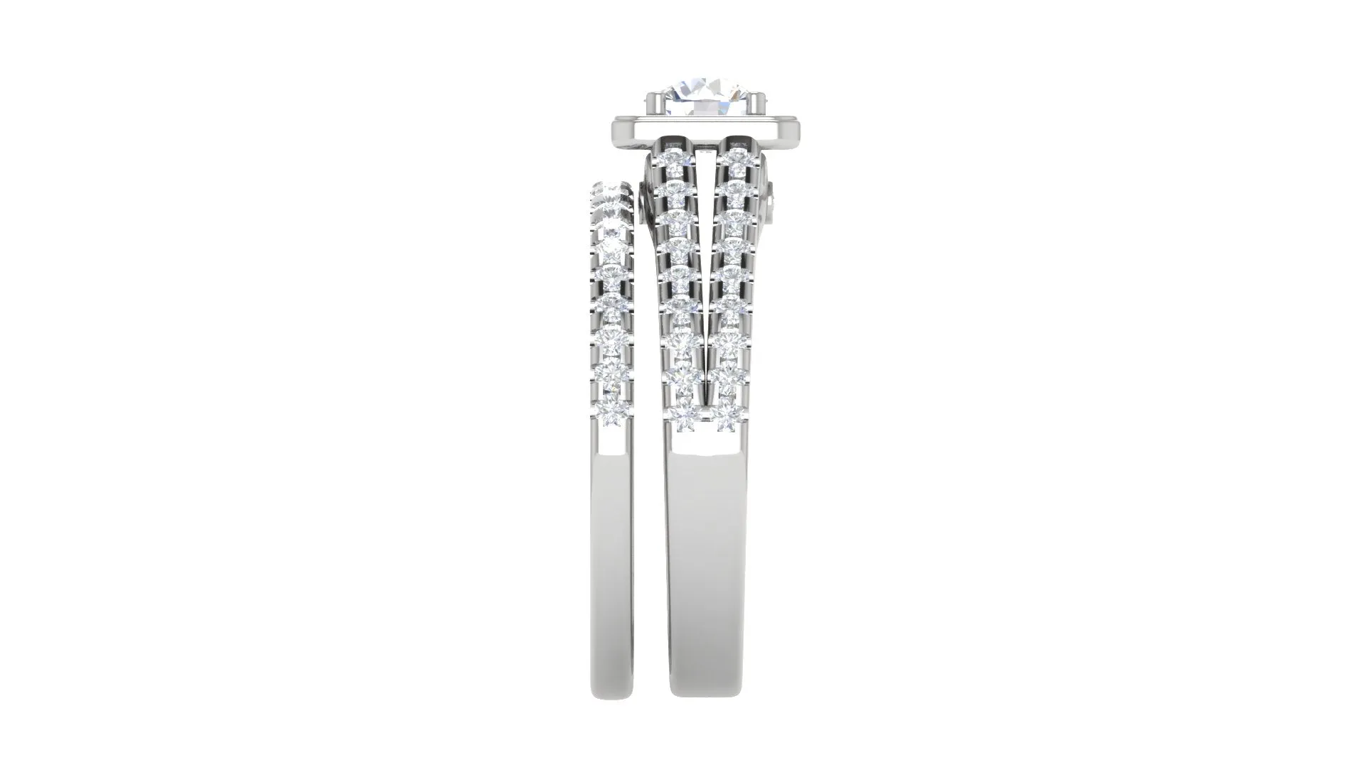 0.50 cts Platinum Solitaire Square Halo Split Ring for Women JL PT RH RD 300