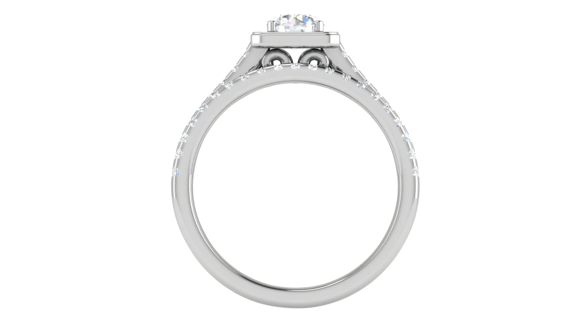 0.50 cts Platinum Solitaire Square Halo Split Ring for Women JL PT RH RD 300
