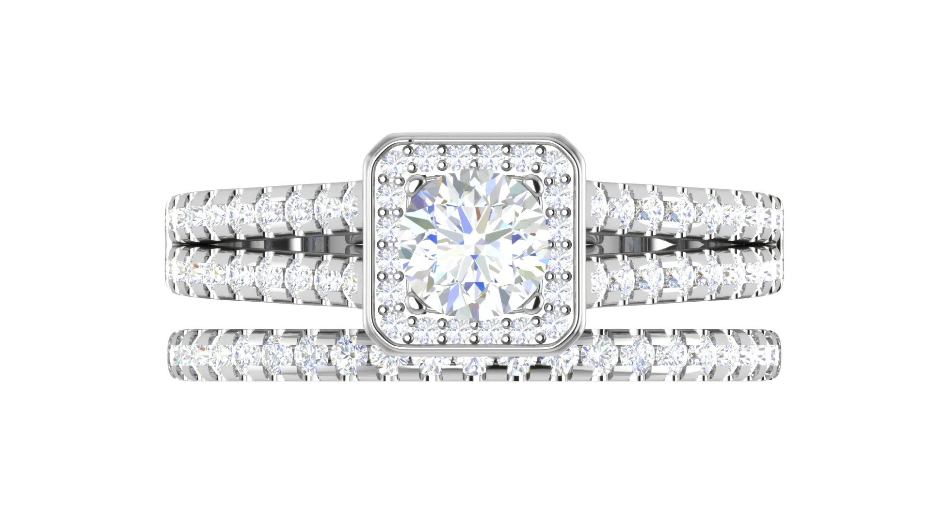 0.50 cts Platinum Solitaire Square Halo Split Ring for Women JL PT RH RD 300