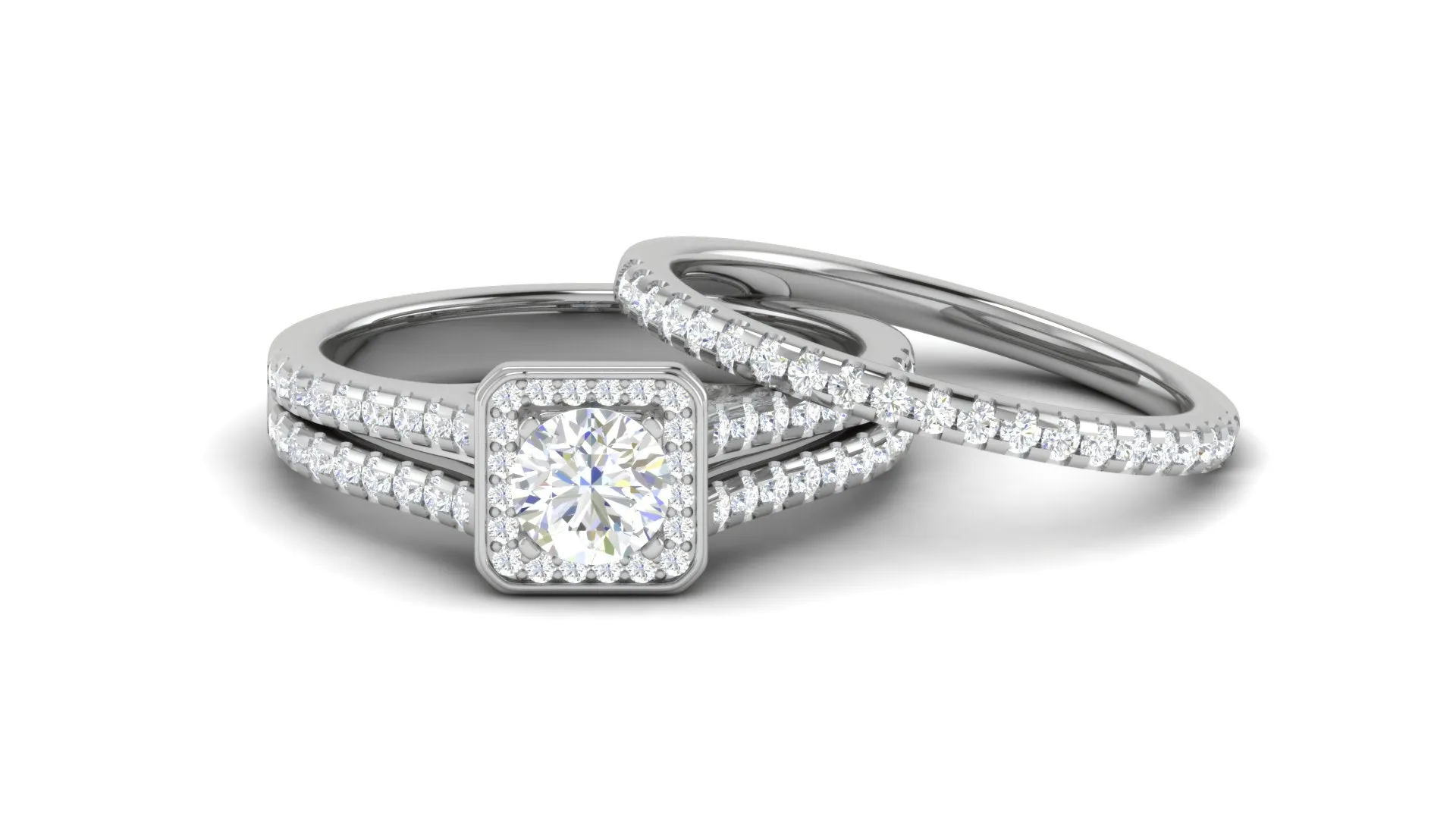 0.50 cts Platinum Solitaire Square Halo Split Ring for Women JL PT RH RD 300