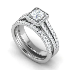 0.50 cts Platinum Solitaire Square Halo Split Ring for Women JL PT RH RD 300