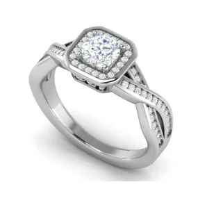 0.50 cts Solitaire Halo Diamond Split Platinum Diamonds Ring JL PT RH RD 304