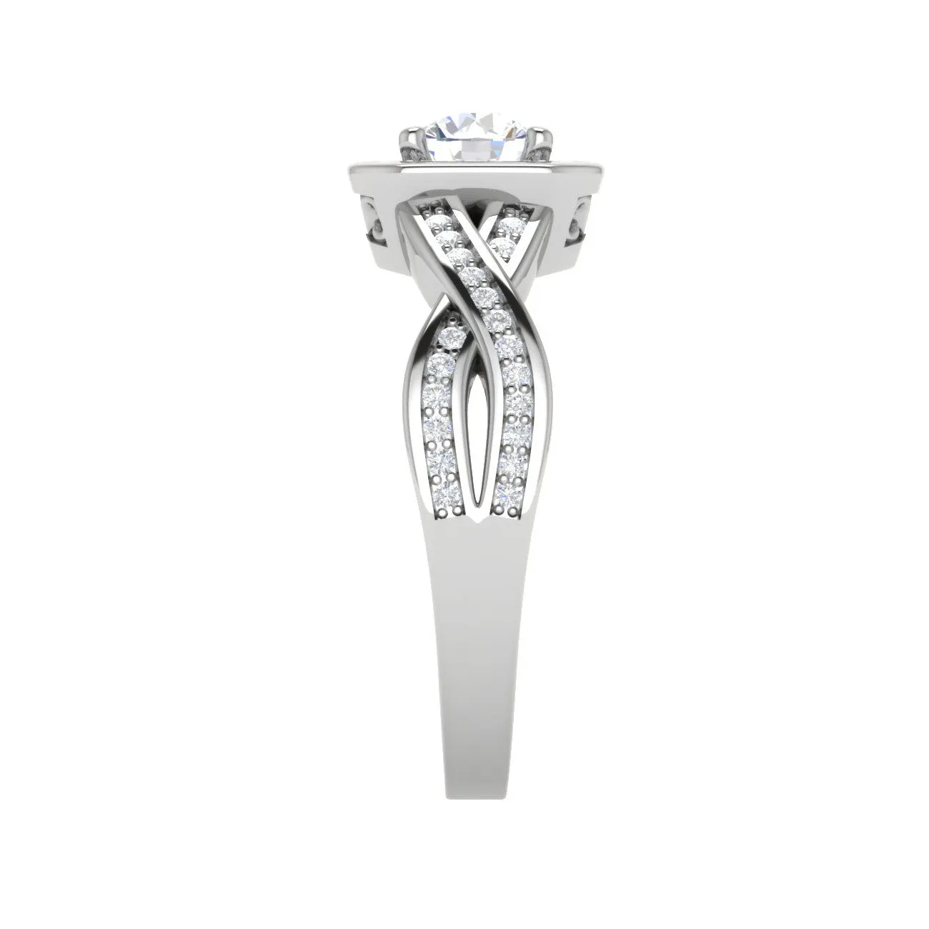 0.50 cts Solitaire Halo Diamond Split Platinum Diamonds Ring JL PT RH RD 304