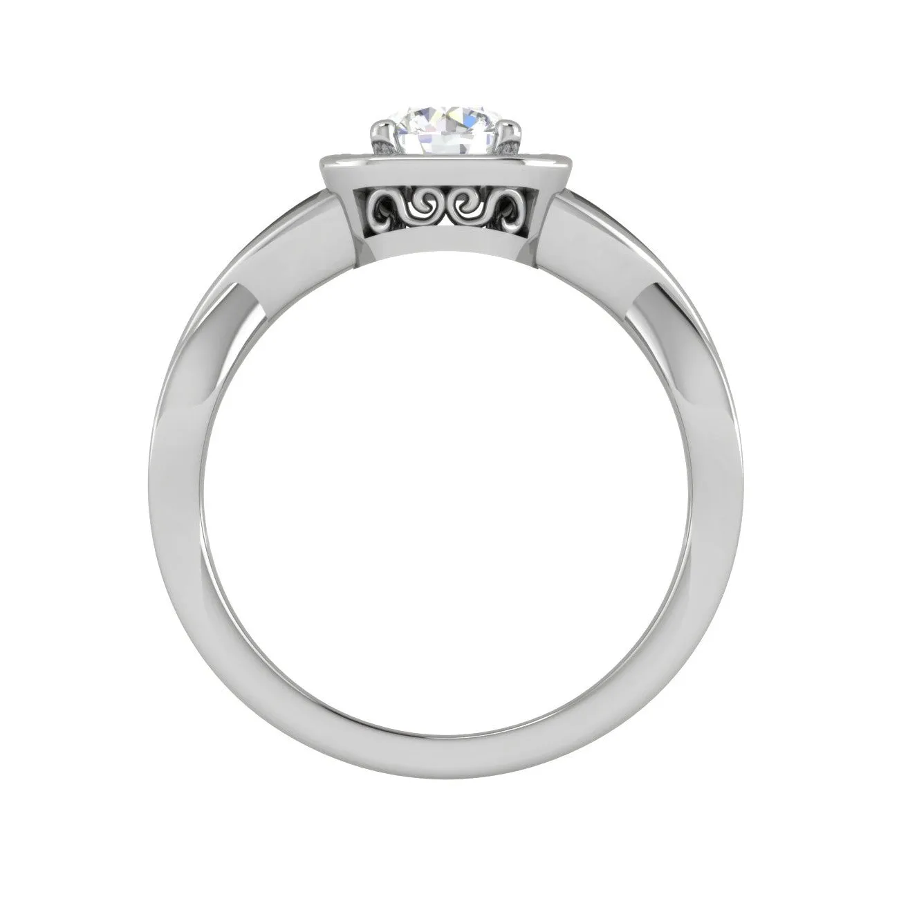 0.50 cts Solitaire Halo Diamond Split Platinum Diamonds Ring JL PT RH RD 304