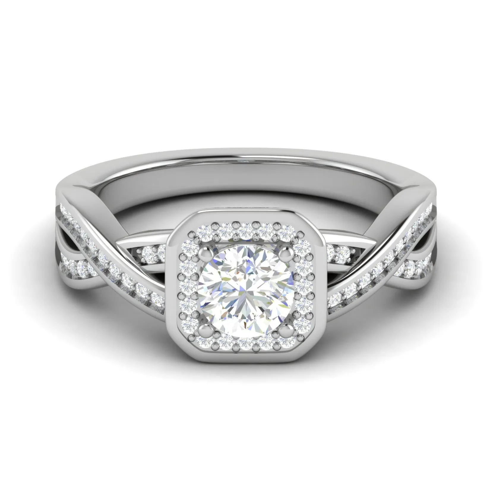 0.50 cts Solitaire Halo Diamond Split Platinum Diamonds Ring JL PT RH RD 304