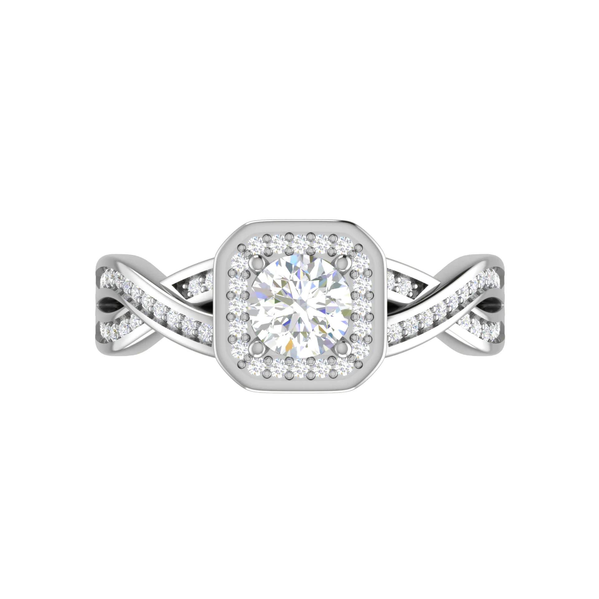 0.50 cts Solitaire Halo Diamond Split Platinum Diamonds Ring JL PT RH RD 304