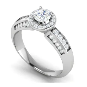 0.50 cts Solitaire Halo Diamond Split Shank Platinum Ring JL PT RP RD 210