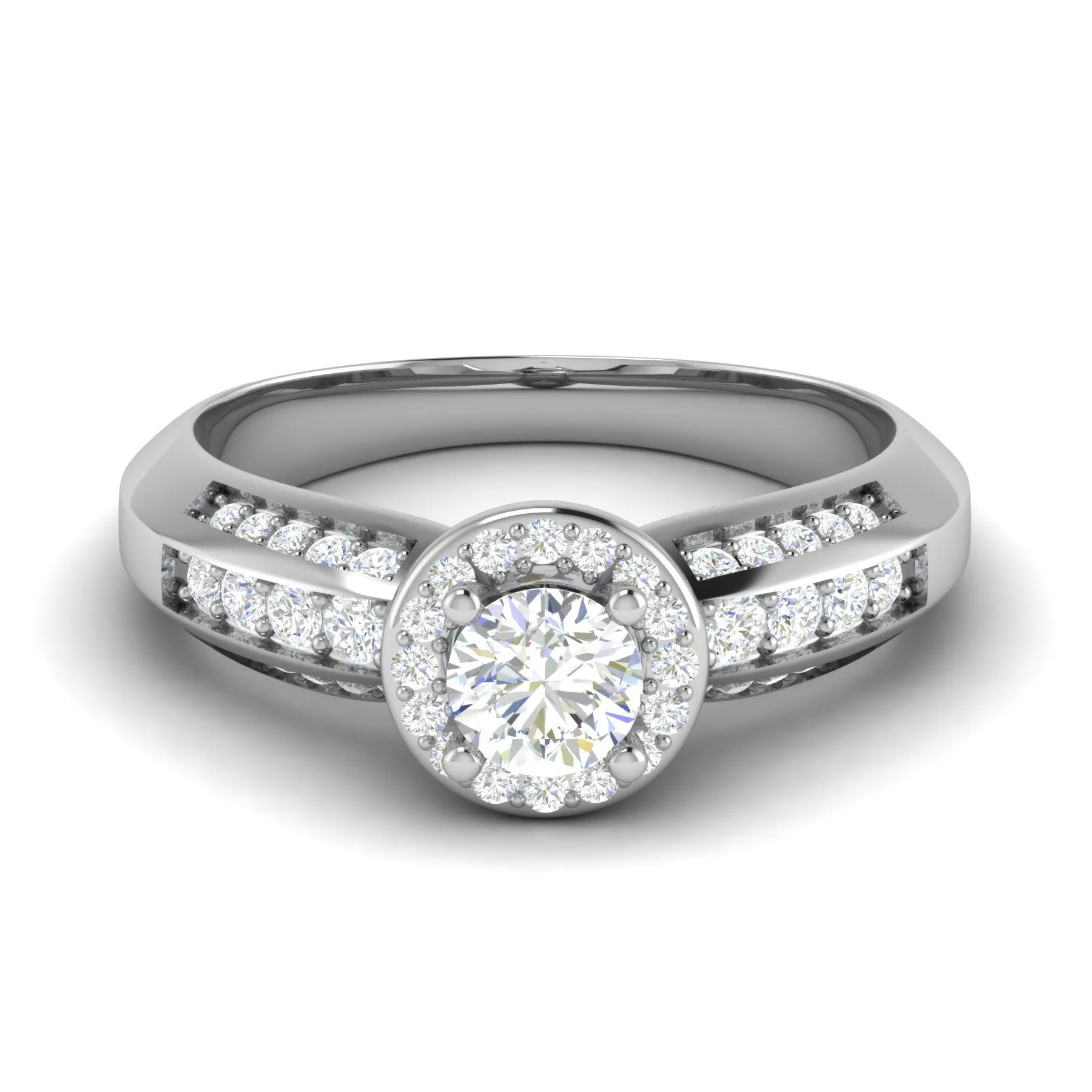 0.50 cts Solitaire Halo Diamond Split Shank Platinum Ring JL PT RP RD 210