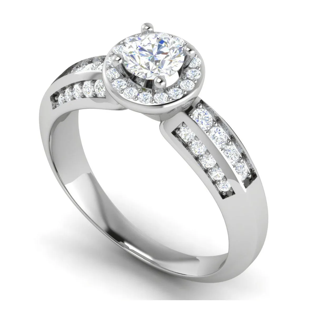 0.50 cts Solitaire Halo Diamond Split Shank Platinum Ring JL PT RP RD 210
