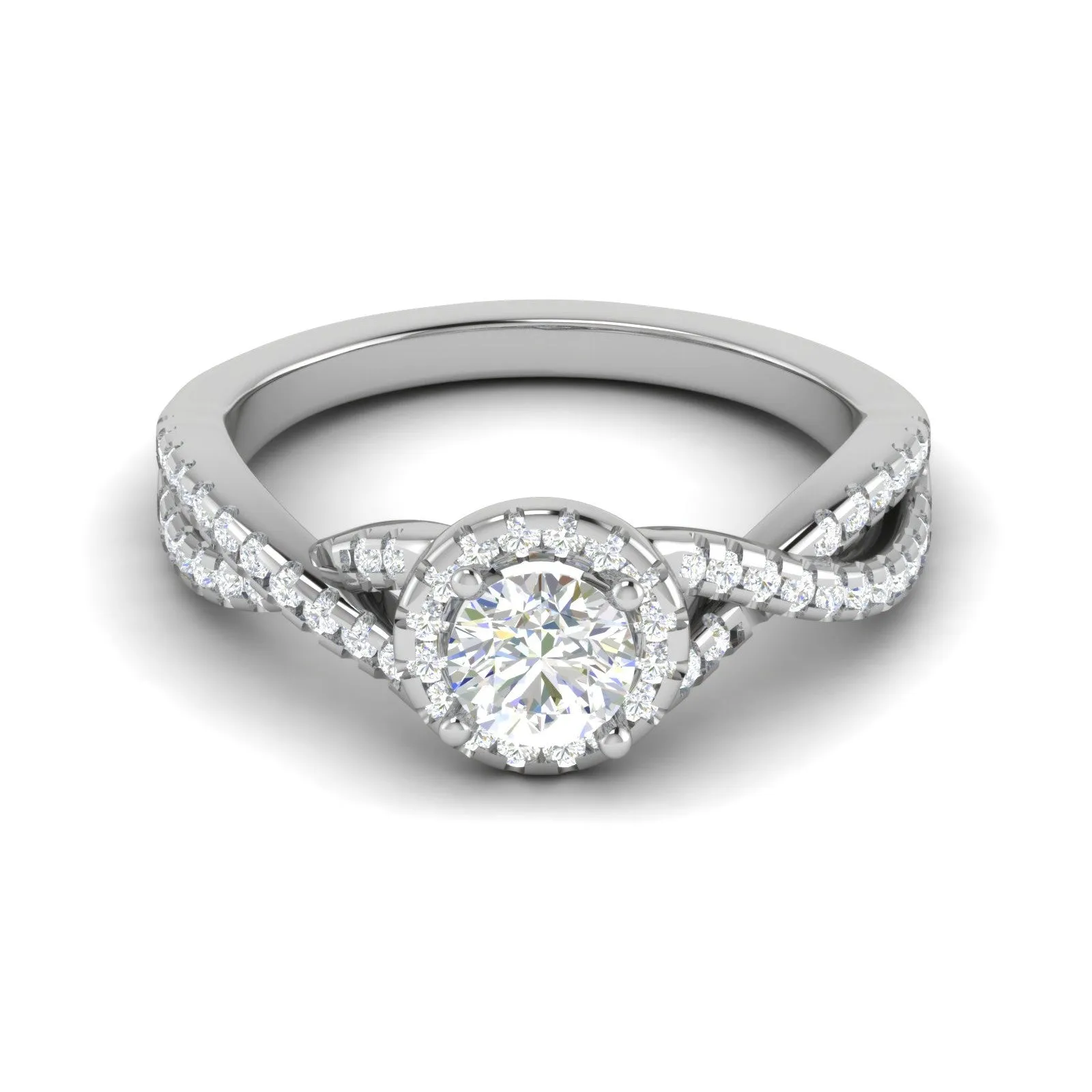 0.50 cts Solitaire Halo Diamond Twisted Platinum Ring JL PT RP RD 203