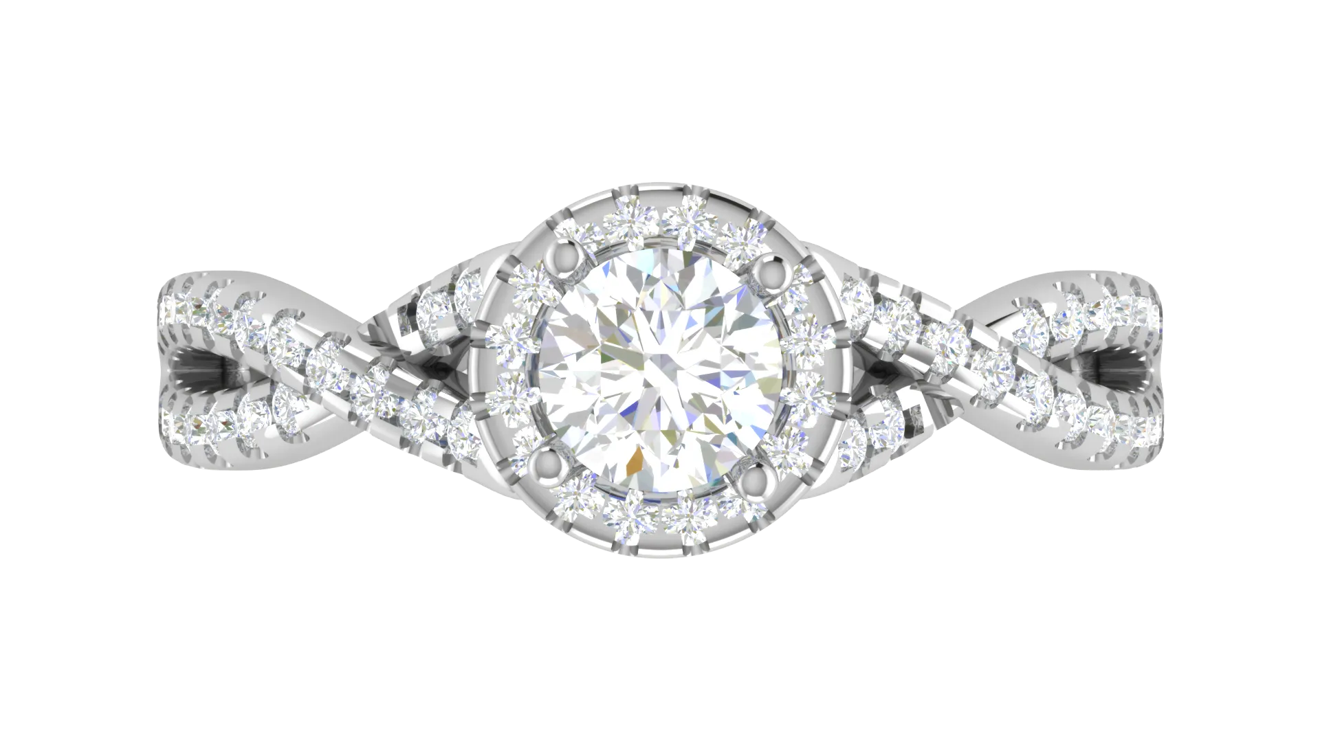 0.50 cts Solitaire Halo Diamond Twisted Platinum Ring JL PT RP RD 203