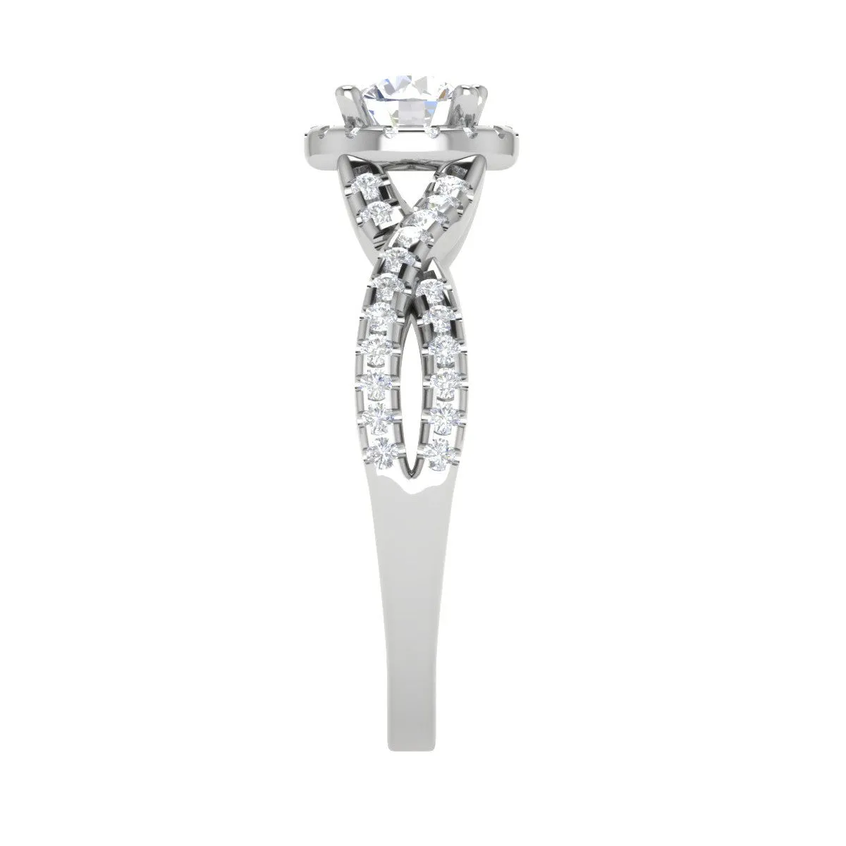0.50 cts Solitaire Halo Diamond Twisted Platinum Ring JL PT RP RD 203