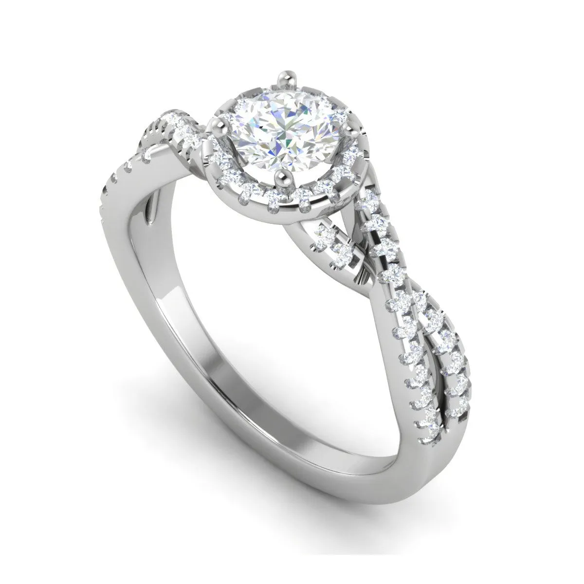 0.50 cts Solitaire Halo Diamond Twisted Platinum Ring JL PT RP RD 203