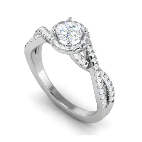 0.50 cts Solitaire Halo Diamond Twisted Platinum Ring JL PT RP RD 203
