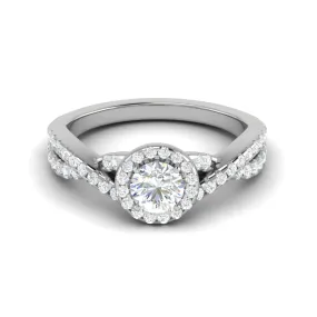 0.50 cts Solitaire Halo Diamond with Twisted Shank Platinum Ring JL PT RH RD 278