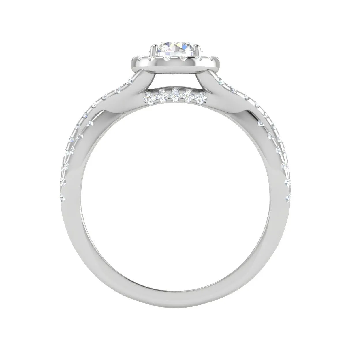 0.50 cts Solitaire Halo Diamond with Twisted Shank Platinum Ring JL PT RH RD 278