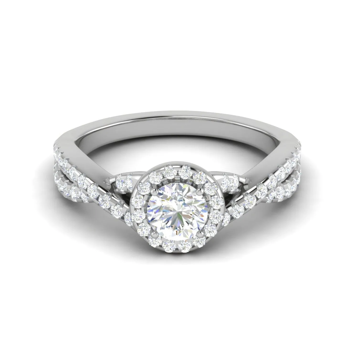 0.50 cts Solitaire Halo Diamond with Twisted Shank Platinum Ring JL PT RH RD 278