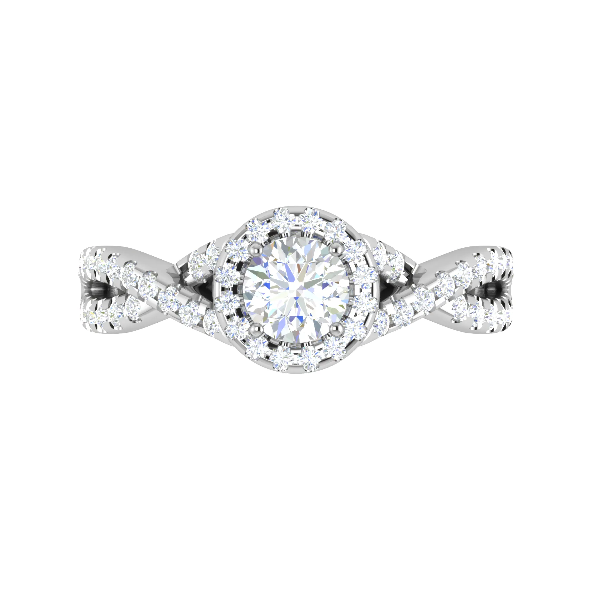 0.50 cts Solitaire Halo Diamond with Twisted Shank Platinum Ring JL PT RH RD 278