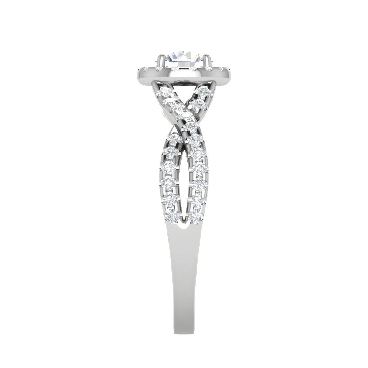0.50 cts Solitaire Halo Diamond with Twisted Shank Platinum Ring JL PT RH RD 278