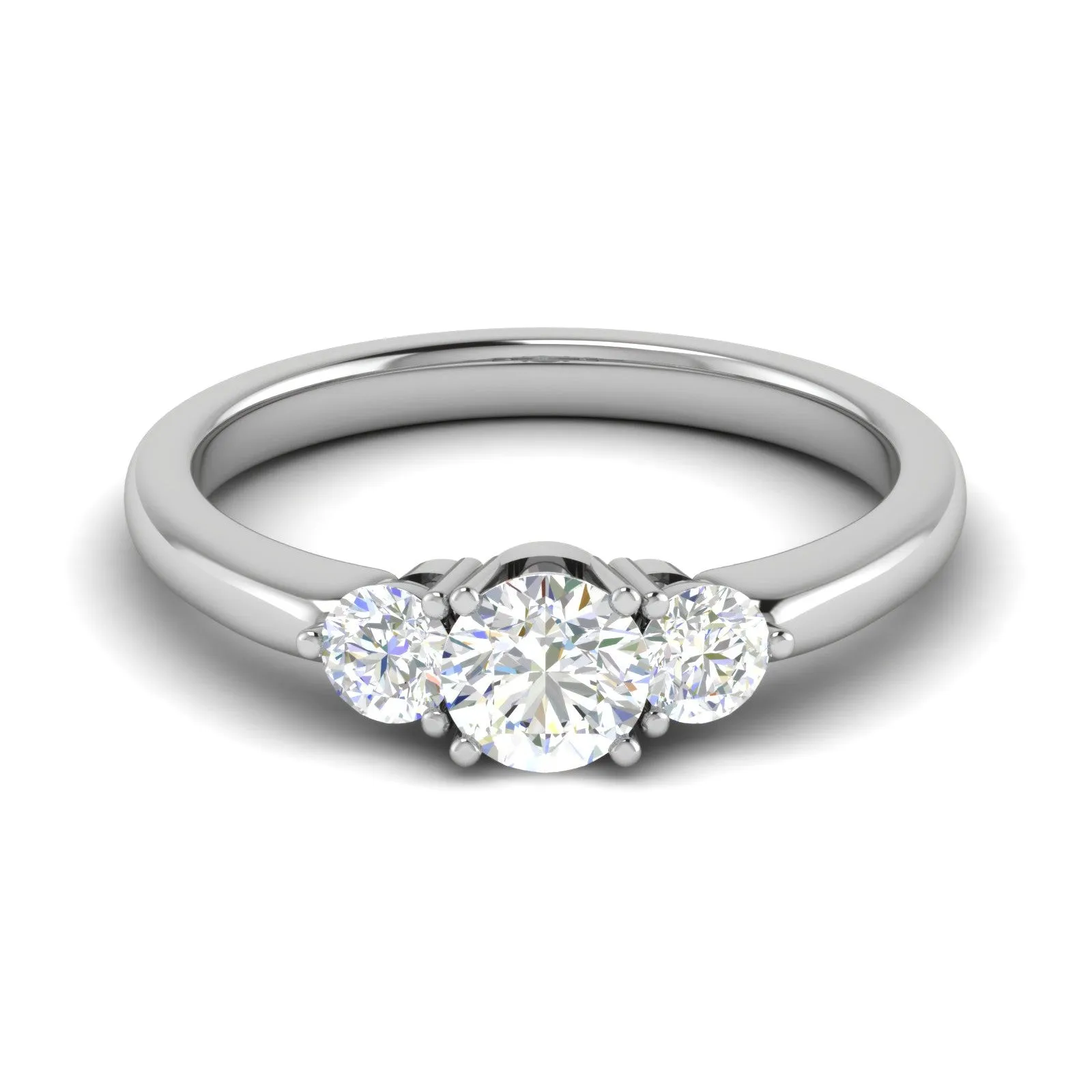 0.50 cts. Solitaire Three Stone Platinum Diamond Engagement Ring JL PT R3 RD 161