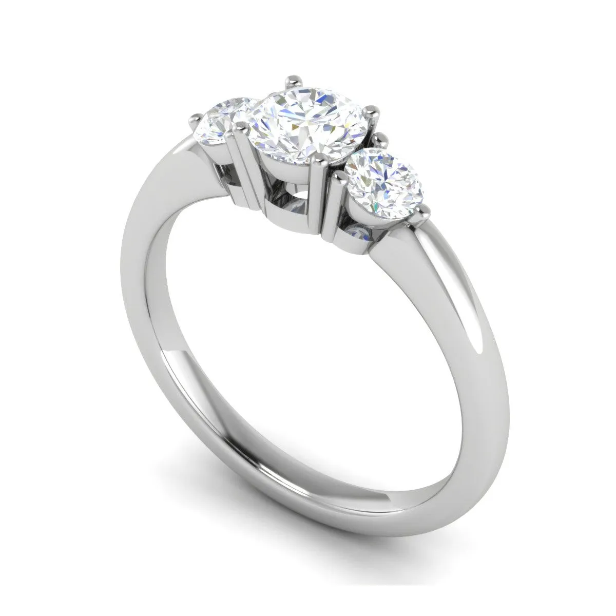 0.50 cts. Solitaire Three Stone Platinum Diamond Engagement Ring JL PT R3 RD 161