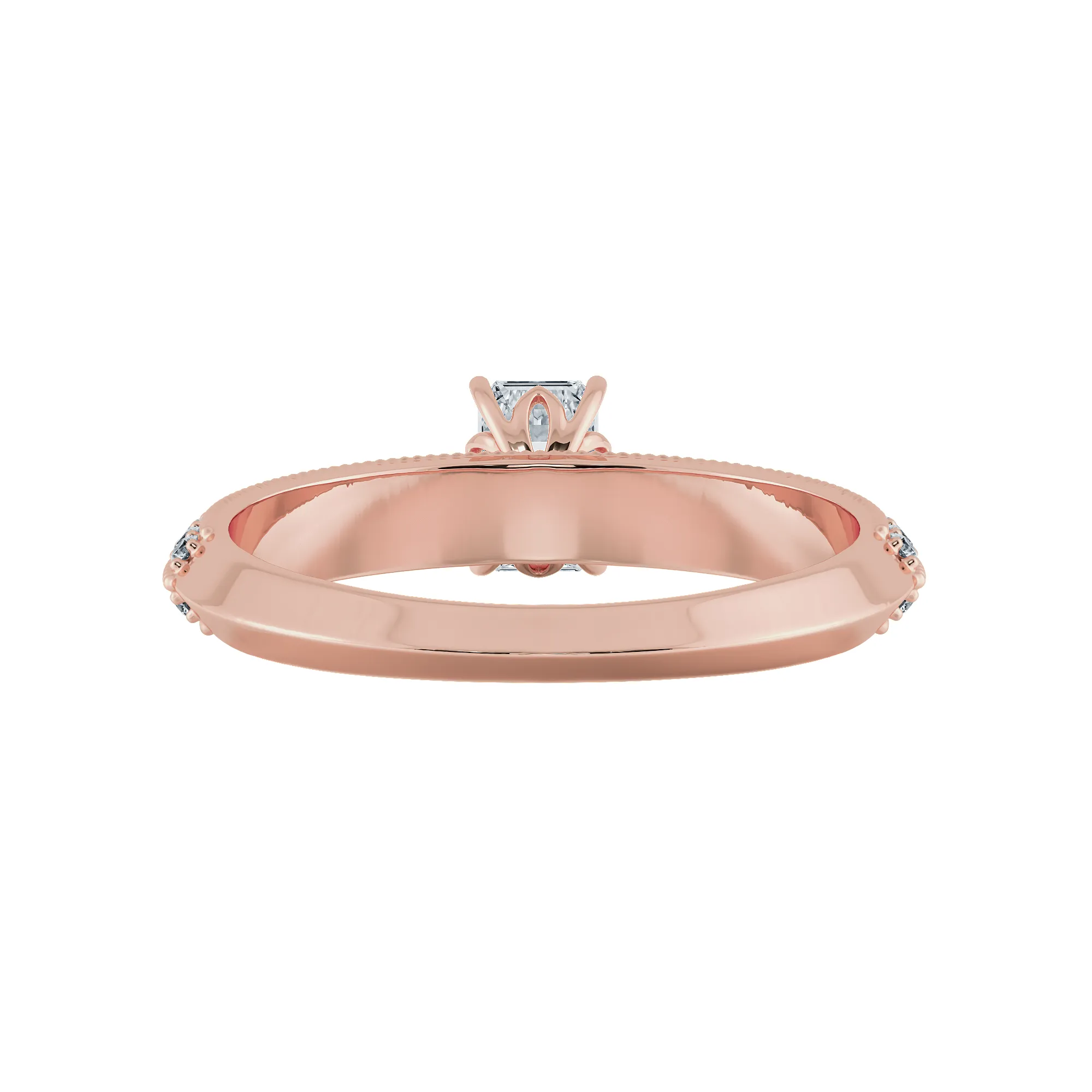 0.50cts. Emerald Cut Solitaire Diamond Split Shank 18K Rose Gold Ring JL AU 1188R-A