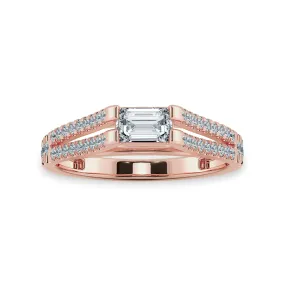 0.50cts. Emerald Cut Solitaire Diamond Split Shank 18K Rose Gold Solitaire Ring JL AU 1180R-A