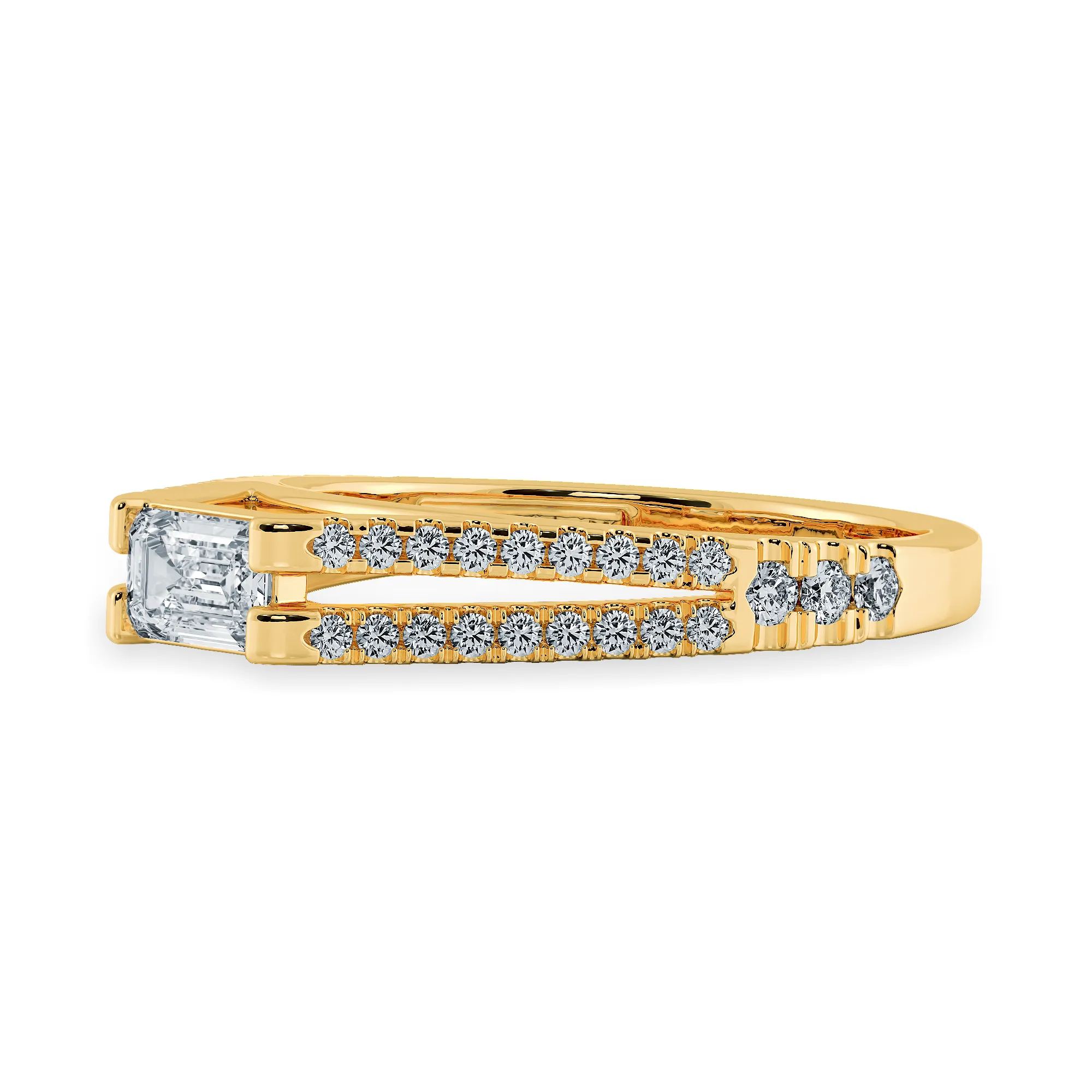 0.50cts. Emerald Cut Solitaire Diamond Split Shank 18K Yellow Gold Ring JL AU 1180Y-A