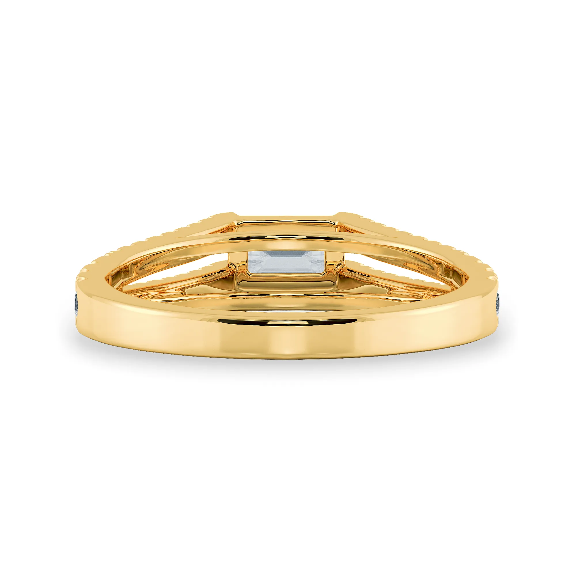 0.50cts. Emerald Cut Solitaire Diamond Split Shank 18K Yellow Gold Ring JL AU 1180Y-A