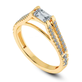 0.50cts. Emerald Cut Solitaire Diamond Split Shank 18K Yellow Gold Ring JL AU 1180Y-A