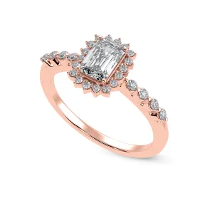 0.50cts. Emerald Cut Solitaire Halo Diamond Shank 18K Rose Gold Solitaire Ring JL AU 1250R-A