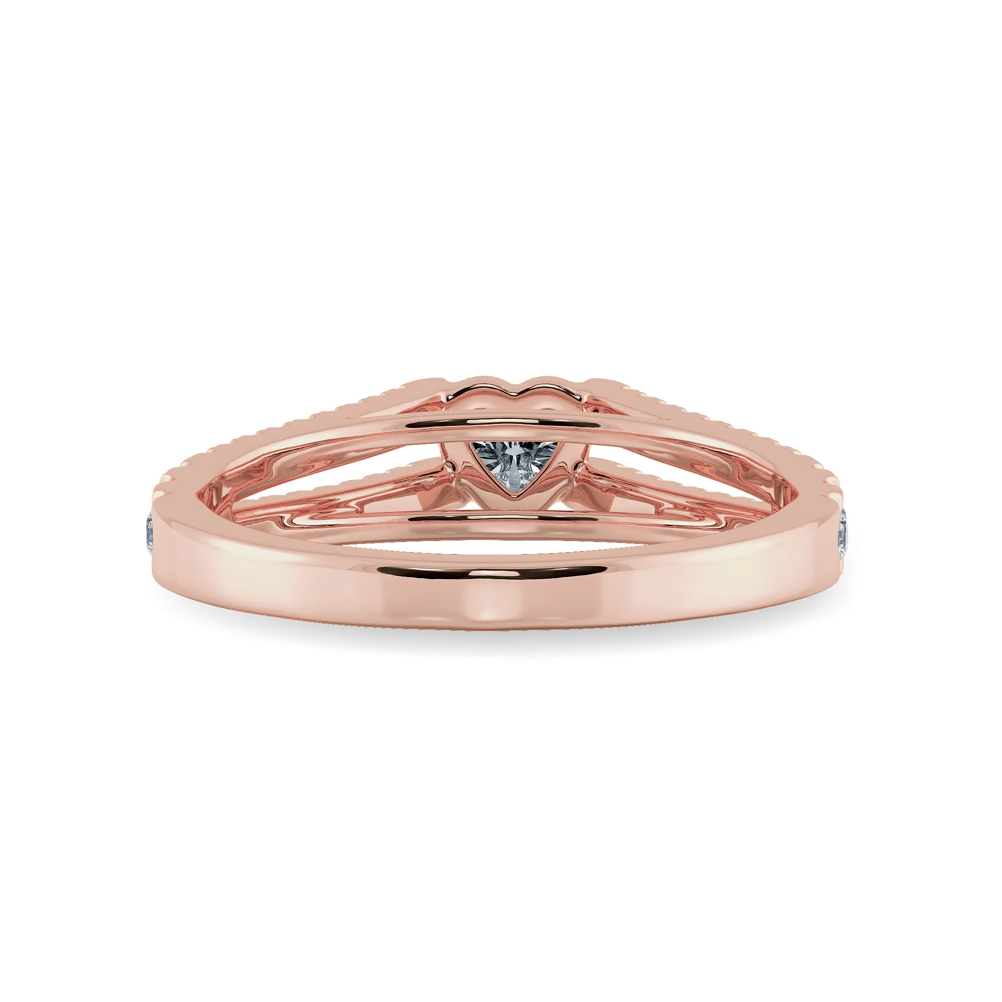 0.50cts. Heart Cut Solitaire Diamond Split Shank 18K Rose Gold Ring JL AU 1181R-A